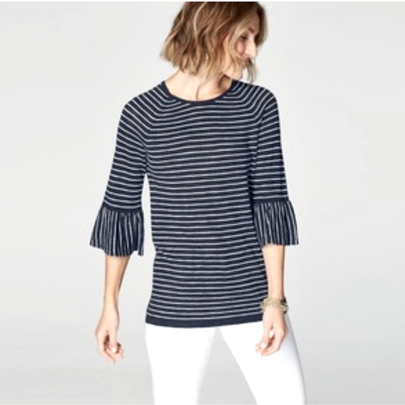 NWT J-JILL LINEN Blend Sweater Flounce Size M - Picture 1 of 6